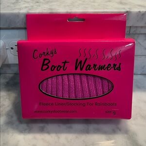 Corky’s Boot Warmers; Pink Fleece liner For Rainboots Or Snowboots; Size Small